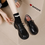 真皮乐福鞋女2024秋冬新款平底单鞋玛丽珍黑色厚底英伦风小皮鞋