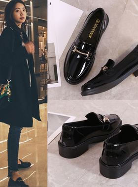 真皮英伦风小皮鞋女鞋子2025春秋新款潮乐福鞋黑色平底单鞋豆豆鞋