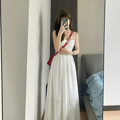 白色A字气质吊带连衣裙20