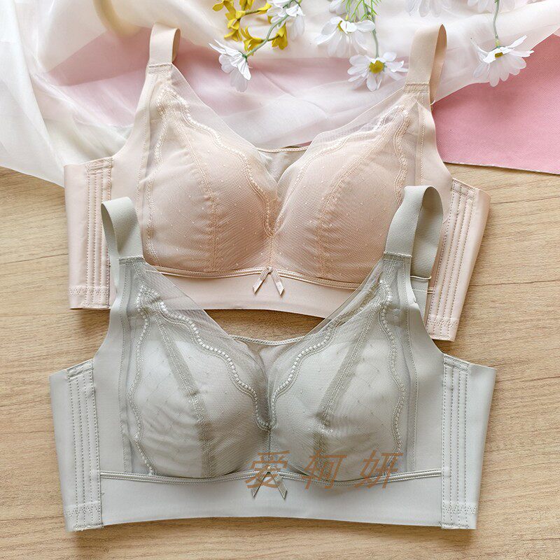 大胸D杯蜂巢透气按摩杯文胸上托收副乳无钢圈性感显小薄调整内衣