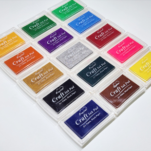 彩色印泥DIY橡皮章印台儿童手指画印泥手掌相册手帐大盒印台印章