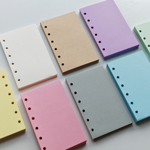 a7手账本加厚活页内页纸基础替芯空白古典马卡龙色手帐替换内芯纸