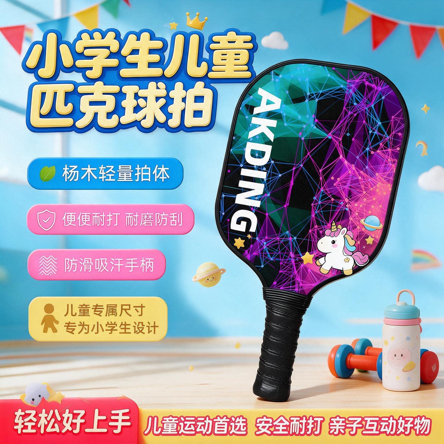 匹克球拍板全套初学者亲子小学生专用儿童pickleball杨木训练球拍