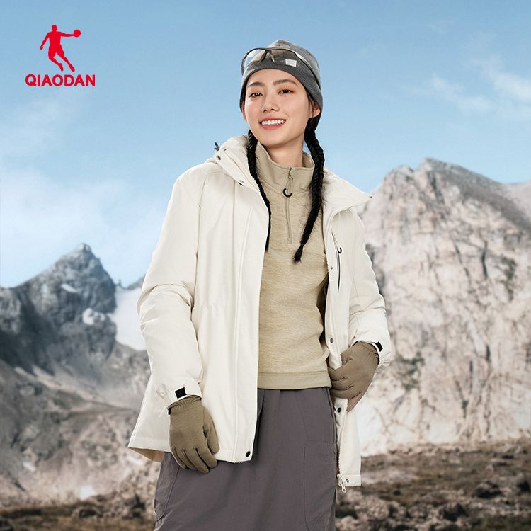 乔丹2025冬季保暖梭织鸭绒风衣女QDFGM2254467防风户外运动外套女