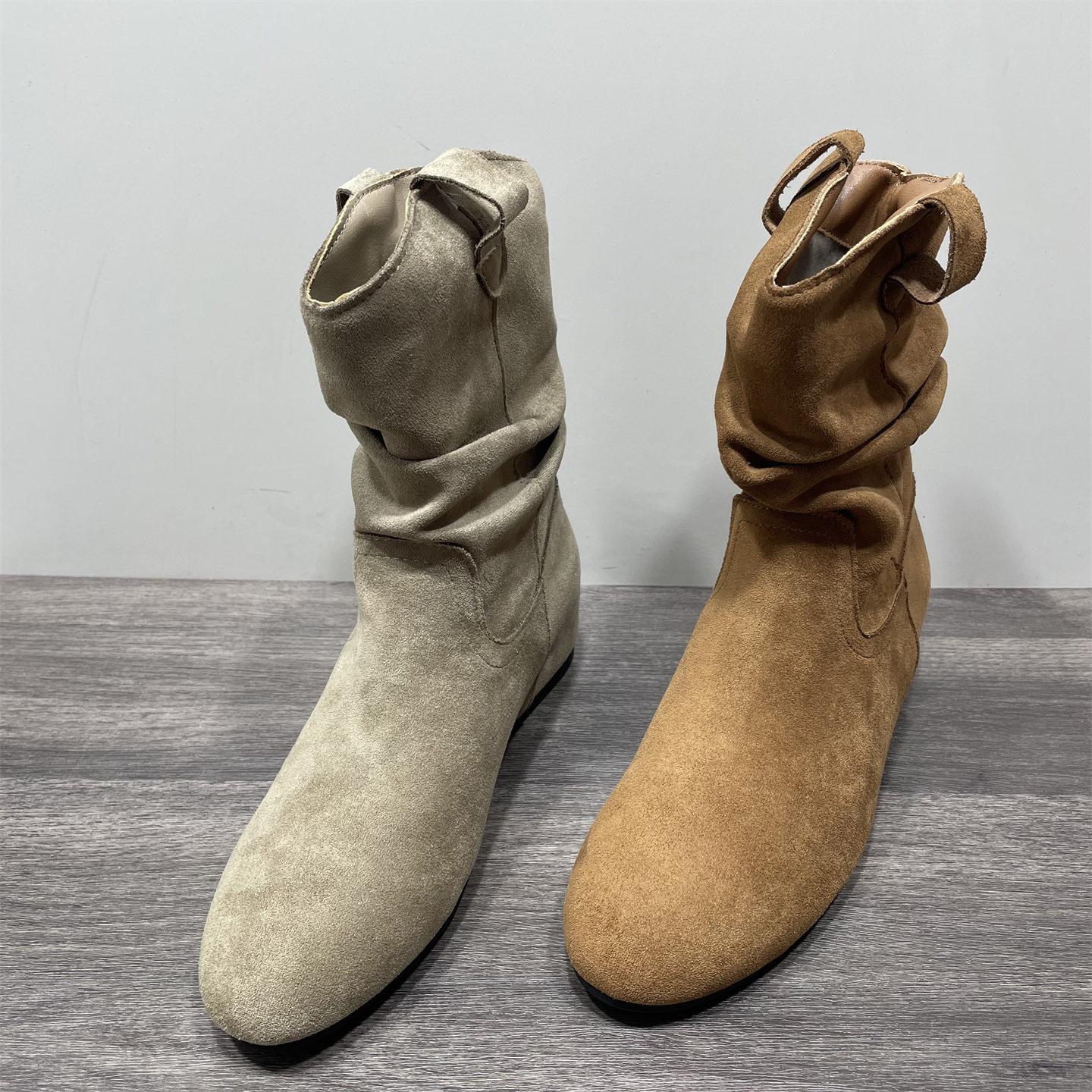 断码处理复古西部牛仔靴女冬季加绒保暖内增高褶皱堆堆靴勃肯短靴,女鞋,西部靴,淘宝优惠券,粉丝福利购,淘宝优惠卷