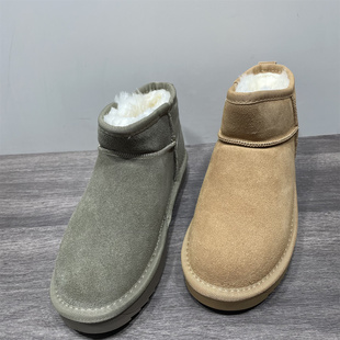 防滑保暖加绒短筒棉靴 新款 断码 处理真皮羊毛加厚雪地靴女2025冬季