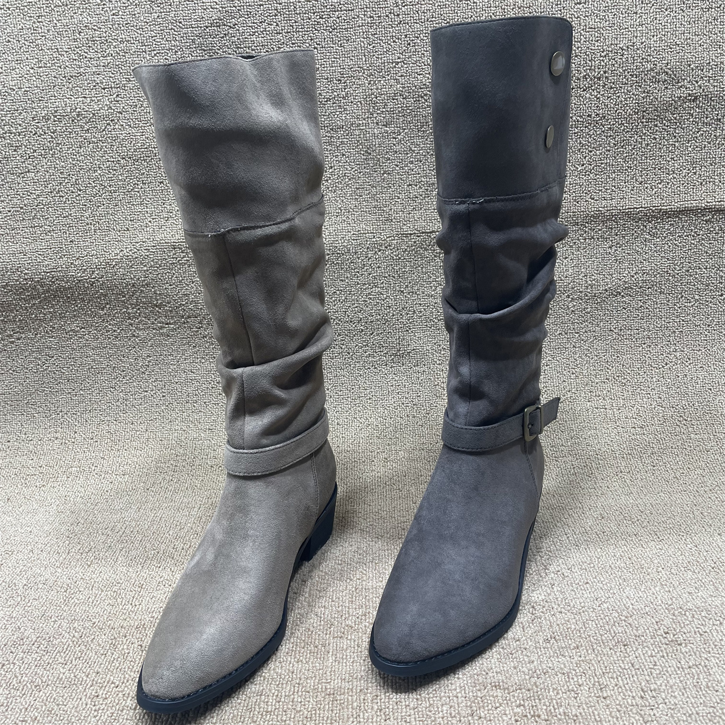 冬季加绒两穿长靴粗跟骑士靴