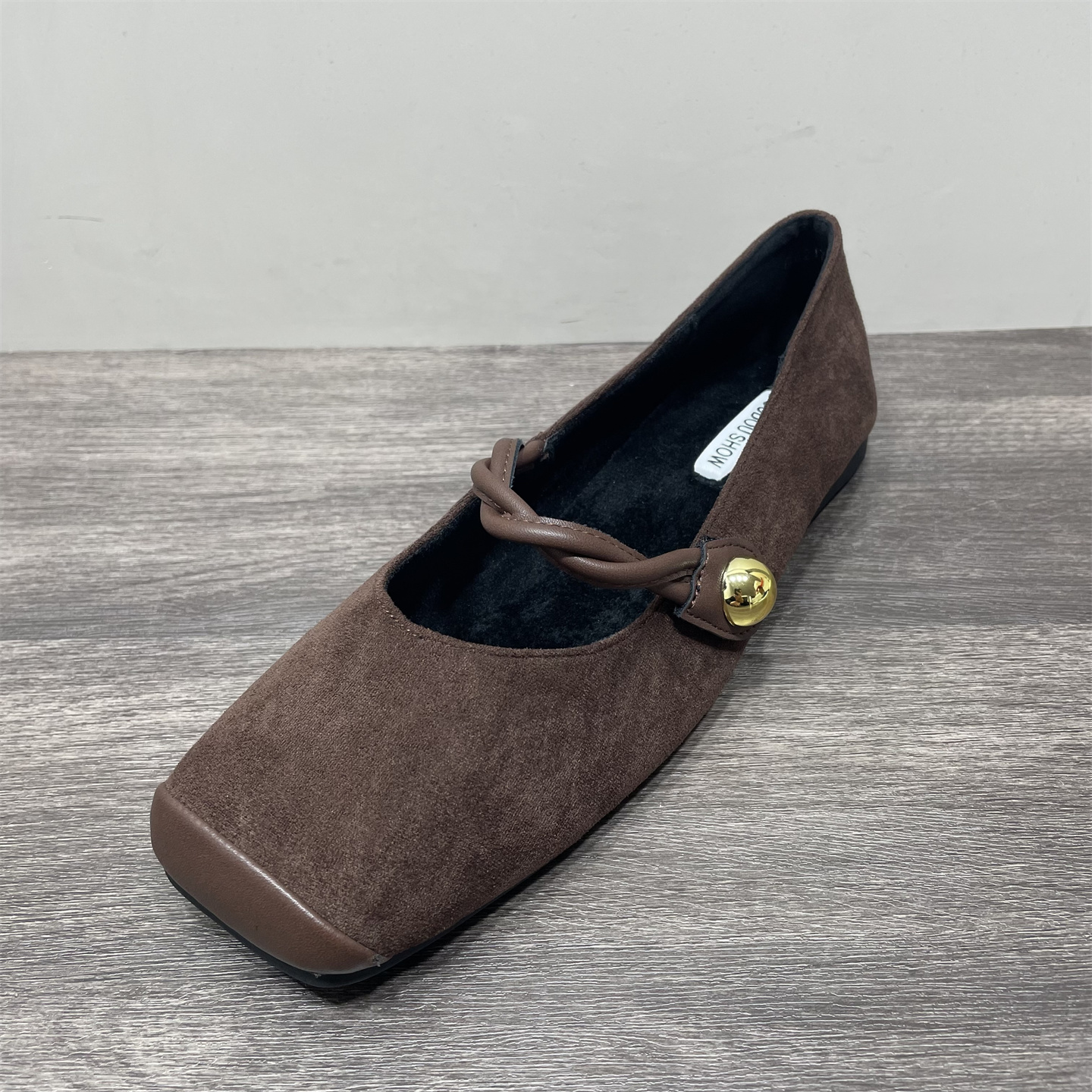 断码处理方头加绒玛丽珍鞋棉鞋女