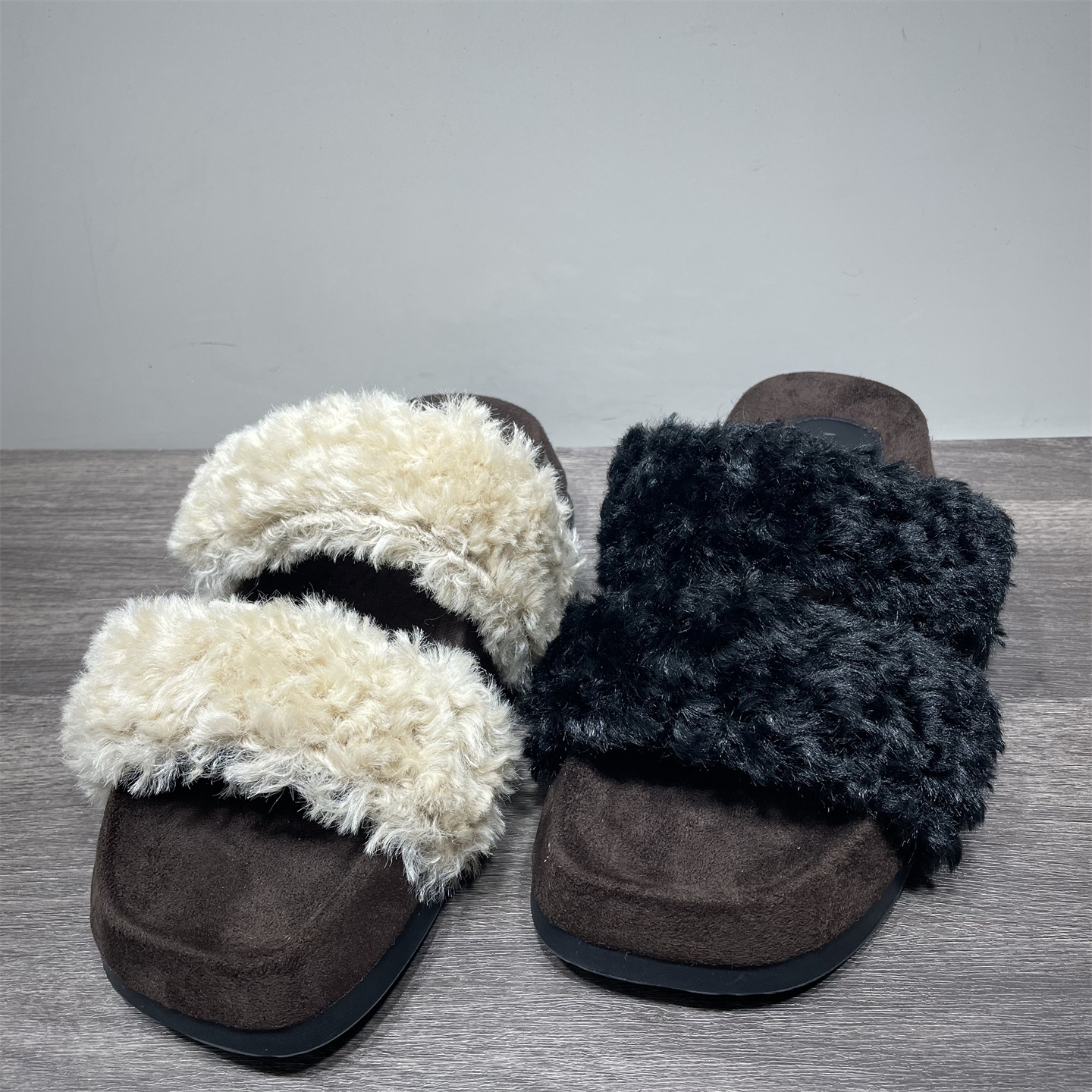 仙女风厚底增高毛毛拖鞋女