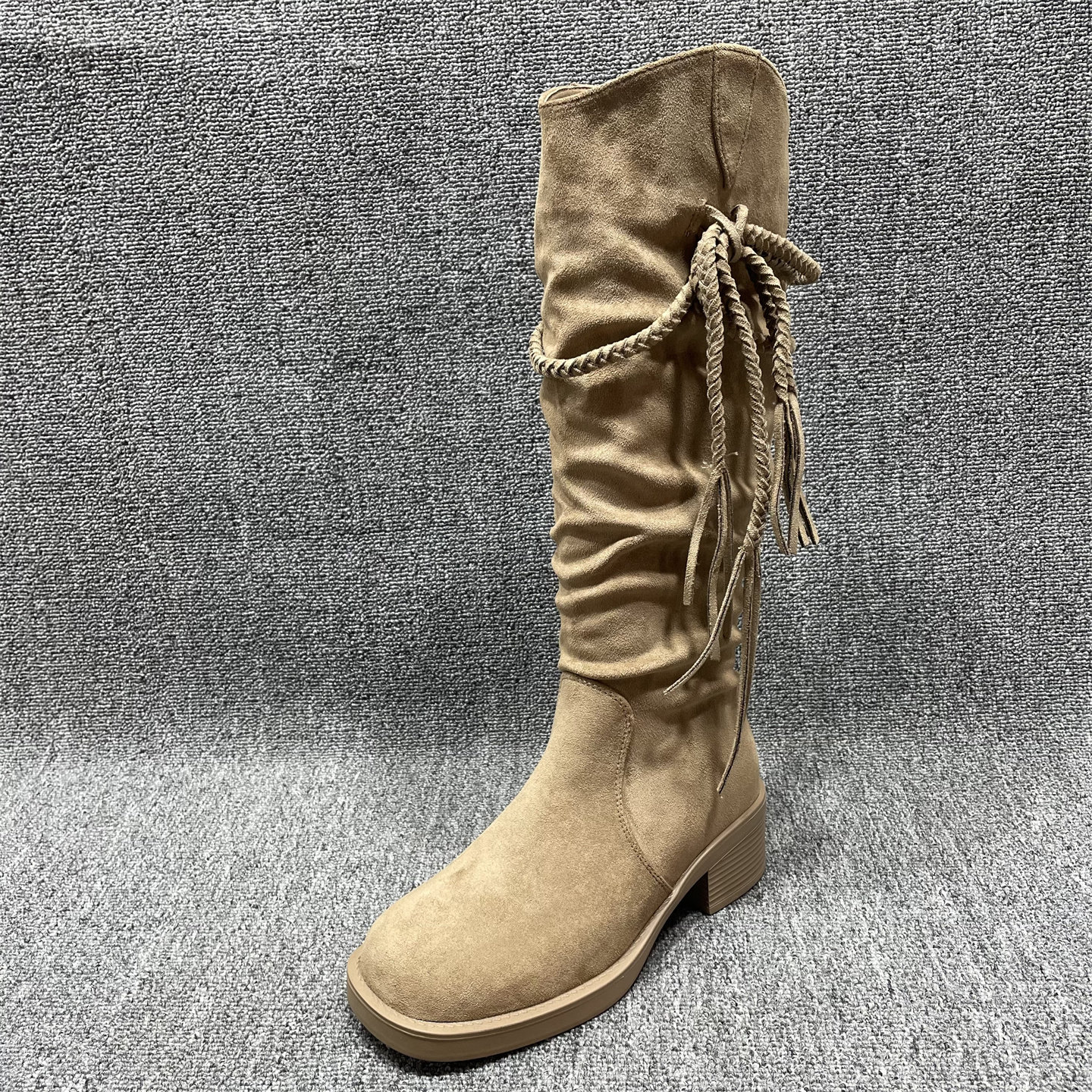 断码处理2025秋冬季新款粗跟废土风西部牛仔靴女流苏显瘦骑士长靴,女鞋,骑士靴,淘宝优惠券,粉丝福利购,淘宝优惠卷