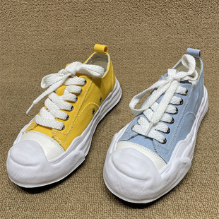 断码处理春秋款三原康裕溶解鞋开口笑帆布鞋厚底日系增高滑板鞋女