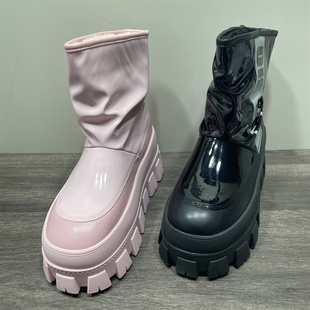 断码处理厚底多巴胺雪地靴女防水防滑雨靴冬季加绒保暖果冻棉鞋女