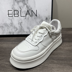 正品EBLAN伊伴撤柜处理真皮女鞋春秋款厚底增高小白鞋休闲板鞋女
