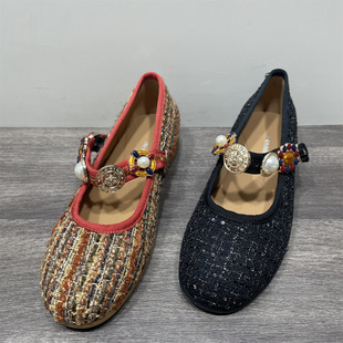 单鞋 断码 女潮 百搭舒适软底金属扣浅口小码 新款 处理玛丽珍鞋 女春季