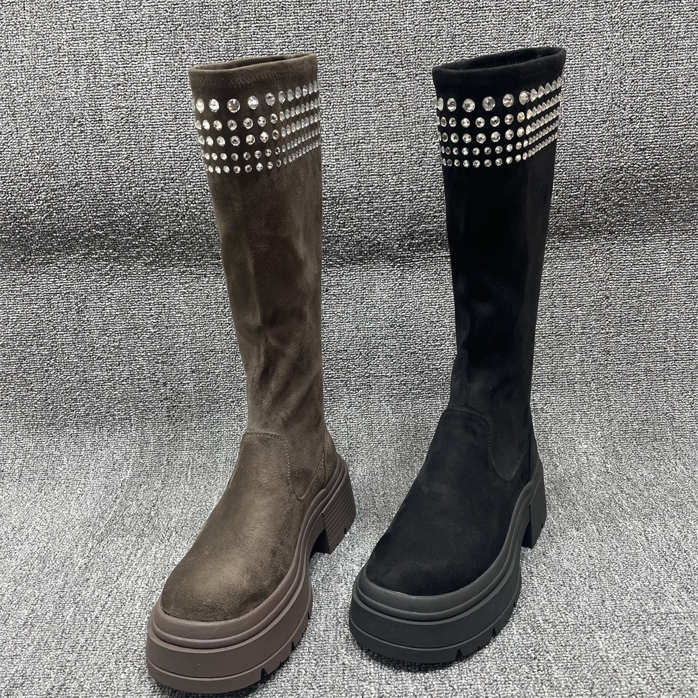 断码处理时尚百搭厚底增高长筒靴女粗跟过膝骑士靴女长靴子长筒靴,女鞋,骑士靴,淘宝优惠券,粉丝福利购,淘宝优惠卷