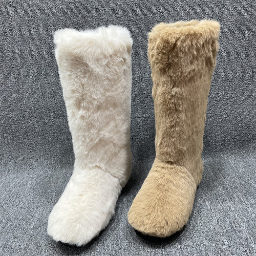 欧美风圆头保暖毛绒靴子女