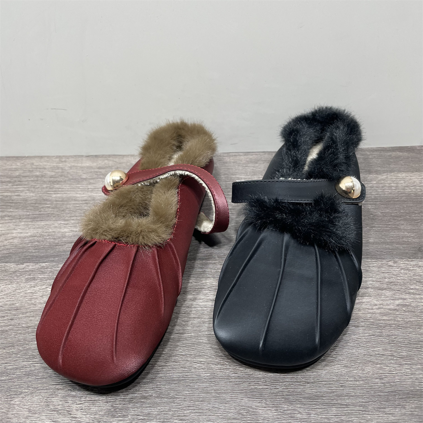 断码处理一字带毛毛鞋女秋冬新款