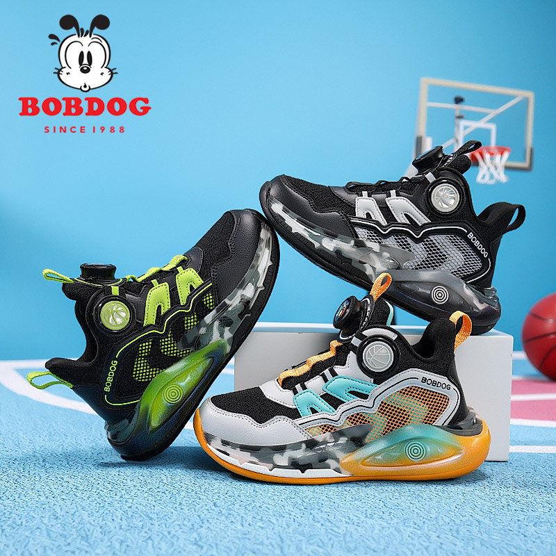 巴布豆男童篮球鞋旋转扣学生运动