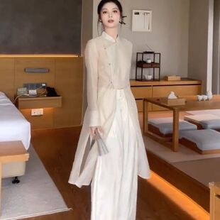 新中式女装中国风茶服禅意风清冷松弛感老钱风套装开春穿搭一整套