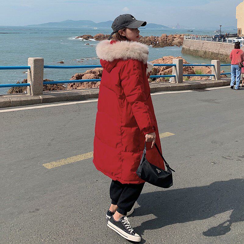 实拍爆款胡楚靓羽绒服女中长款2025年冬季新款过膝小个子棉服外套