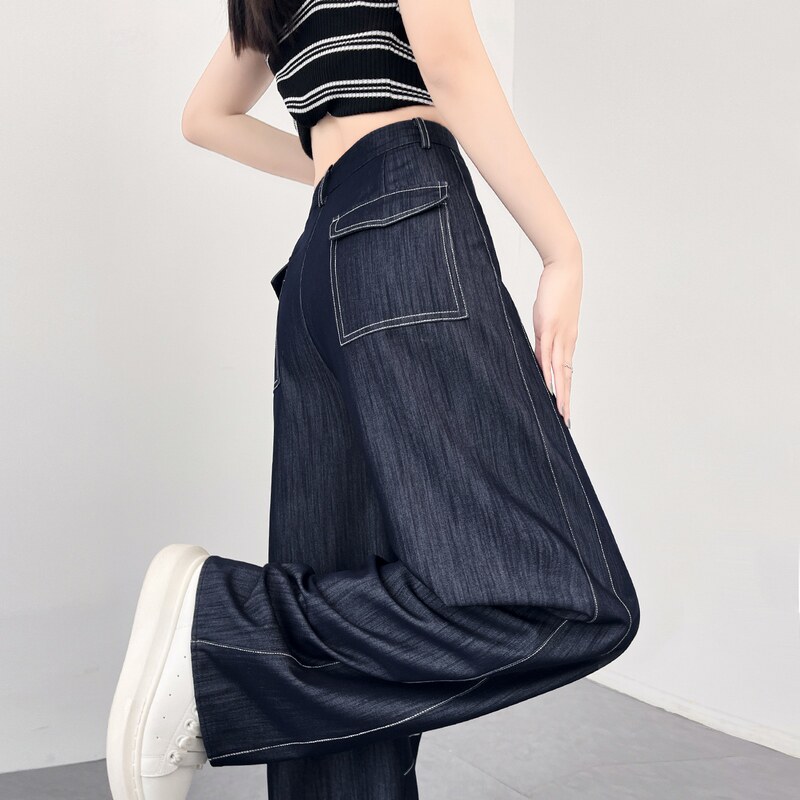 实拍2026夏季新款天丝牛仔弯刀裤薄款软牛仔镰刀裤香蕉裤女