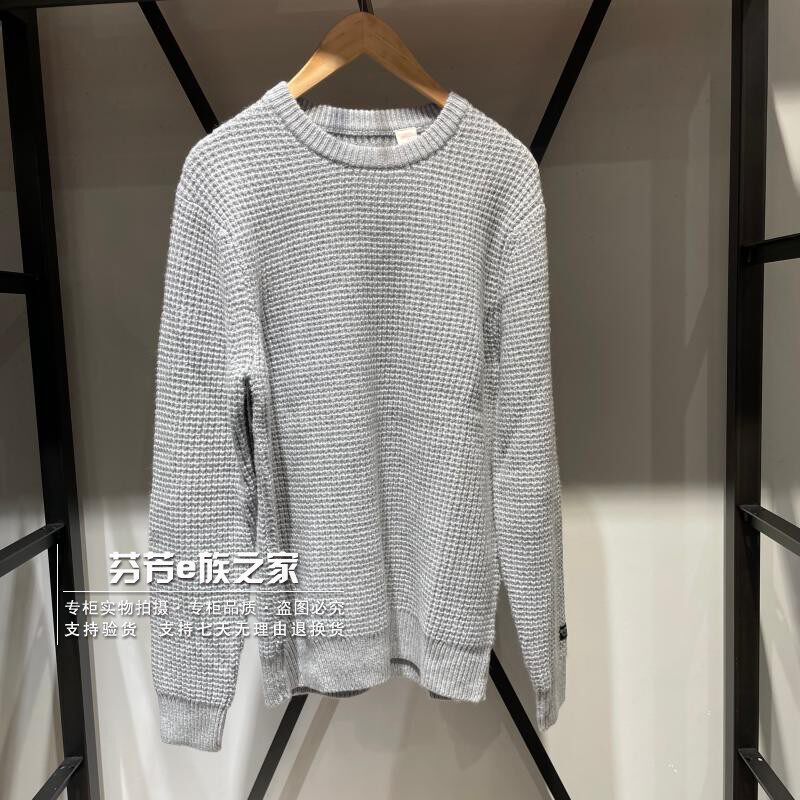 Levis李维斯正品2025新款 男士浅灰圆领针织衫长袖毛衣003B6-0002