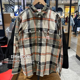 Levis李维斯正品2024款男士纯棉格子拼色宽松长袖衬衫 A5772-0008