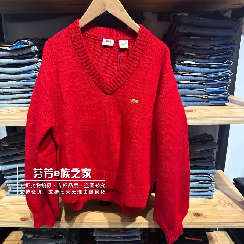 李维斯新款女士红色羊毛衫