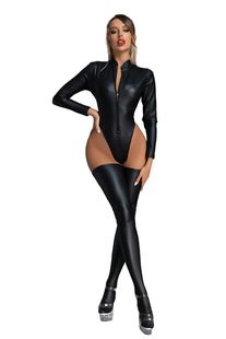 新款欧美猫女郎情趣皮衣大码 S-5XL 漆皮连体衣套装夜店ds连体服