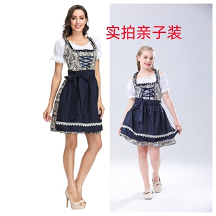 大码黑色碎花德国慕尼黑啤酒节女佣长裙万圣节啤酒女仆角色扮演服
