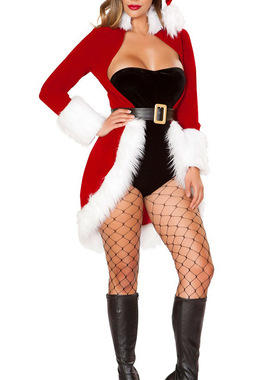 红色圣诞女郎装圣诞节表演服夜店ds性感紧身衣红裙演出服圣诞抹胸