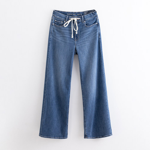 抽绳宽松显瘦阔腿直筒裤