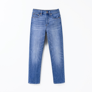 美国德威尔 夏季经典蓝色高腰弹力休闲时尚宽松显瘦直筒牛仔裤女