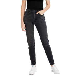 烟管裤 潮 AEO美国鹰灰色微弹力高腰宽松直筒女牛仔裤 2026夏新品