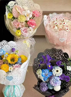 海盐芝士立体方形圆形花束包装纸