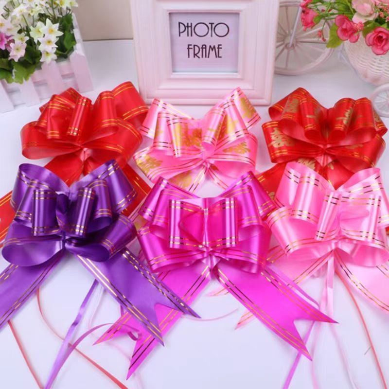 懒人手拉花装饰车把手蝴蝶结彩带婚庆用品结婚鲜花包装材料花艺