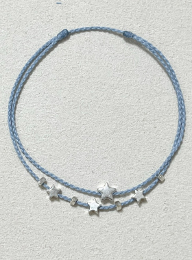 S925纯银[繁星]星星手编绳超细可调节送闺蜜礼物简约百搭