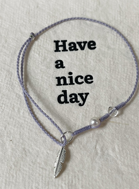 S925银羽毛吊坠手编绳可调节多色闺蜜礼物红绳