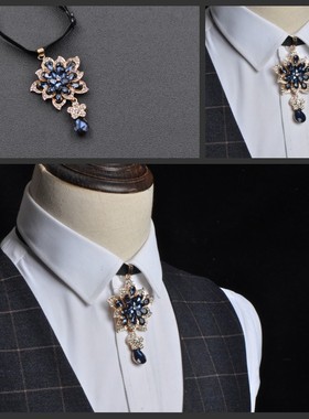新款金属领结花朵宝石钻石领花复古晚宴歌手演出司仪新郎伴郎领带