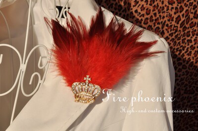 皇冠合金羽毛派对主持拍照胸针