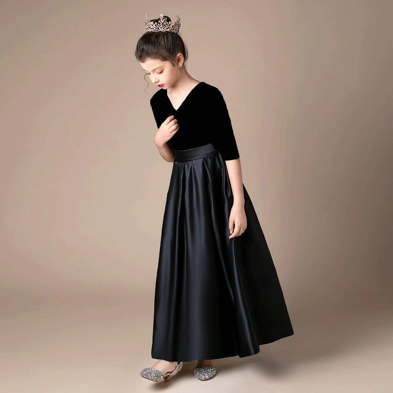 V领绒布高端儿童女童合唱演出服
