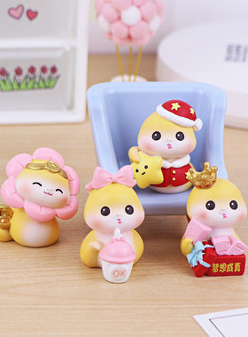 幸运小福蛇迷你摆件吉祥物汽车载装饰办公室桌面工位解压治愈礼物