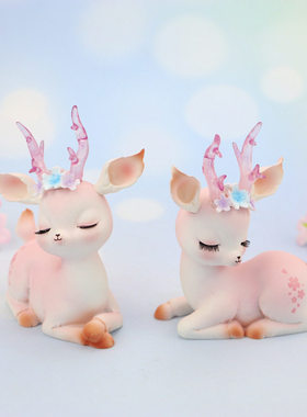 北欧可爱小鹿汽车内饰品车载摆件少女心房间布置卧室床头装饰摆件