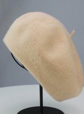 HAKUZU真加大码大头围羊毛贝雷帽 58-62cm头围女士秋冬保暖画家帽