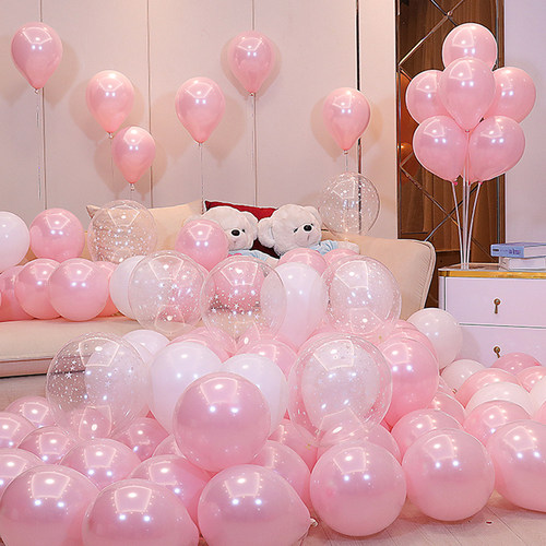 粉色双层房间气氛布置装扮气球