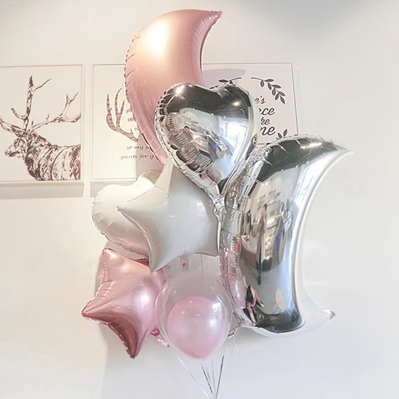 月亮铝膜气球束氦气飘空ins风气球装饰小红书拍照打卡气球束道具,节庆用品/礼品,气球,淘宝优惠券,粉丝福利购,淘宝优惠卷