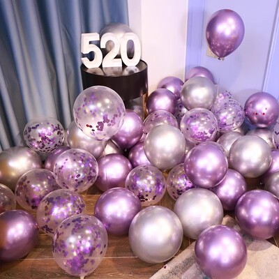 金属银色紫色亮片气球国庆节告白惊喜氛围布置生日派对仪式感装饰