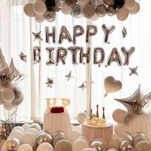 生日气球快乐派对装饰品套餐场景布置女朋友房间女孩背景墙女神18