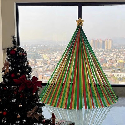 圣诞节场景布置玻璃门窗客厅墙角墙上圣诞树DIY材料包氛围装饰品