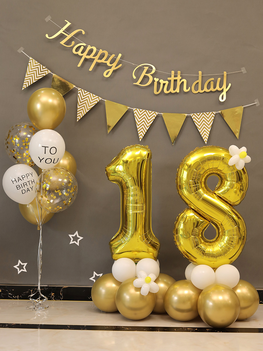 数字气球立柱路引女孩生日趴体装饰儿童周岁宝宝派对场景布置男生